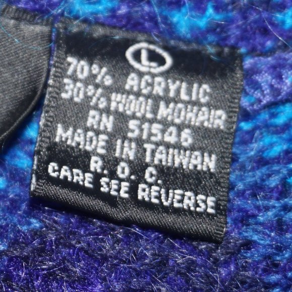 Vintage 90s Mohair Chevron Cardigan Sweater - Picture 5 of 7